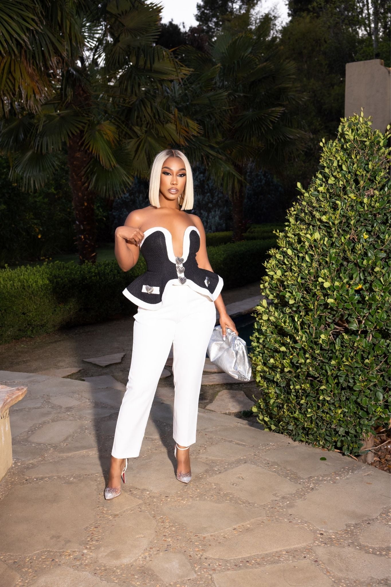 Power Play Black and White Corset Top Clothing Ellaé Lisqué