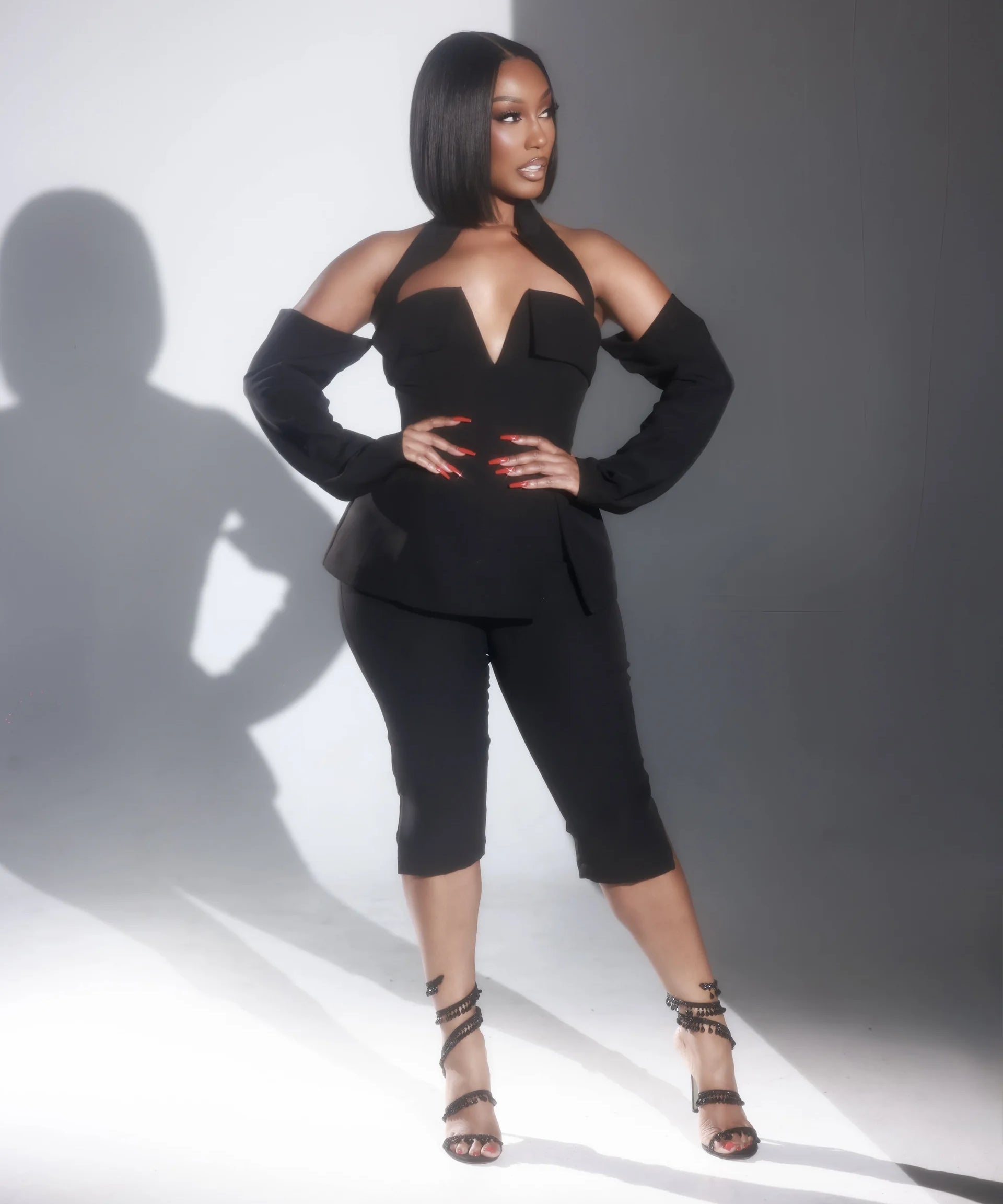 Blair Black Sleeved Capri Set Clothing Ellaé Lisqué