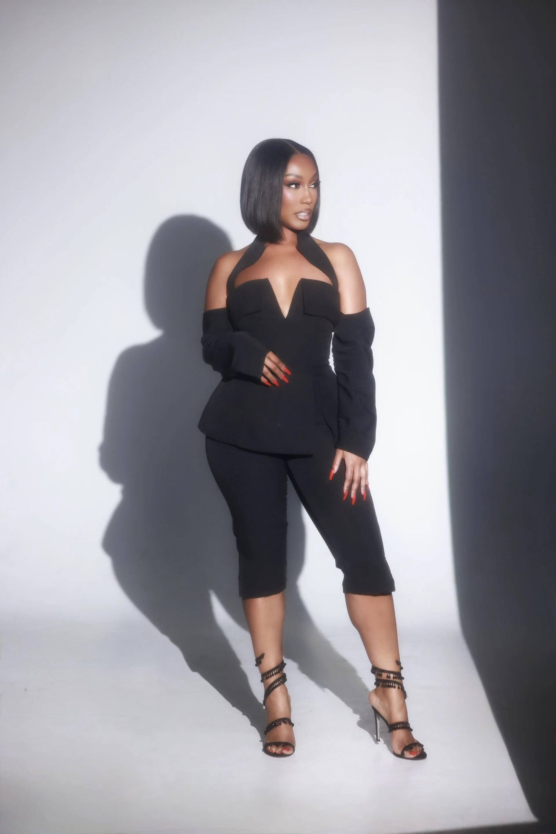 Blair Black Sleeved Capri Set Clothing Ellaé Lisqué