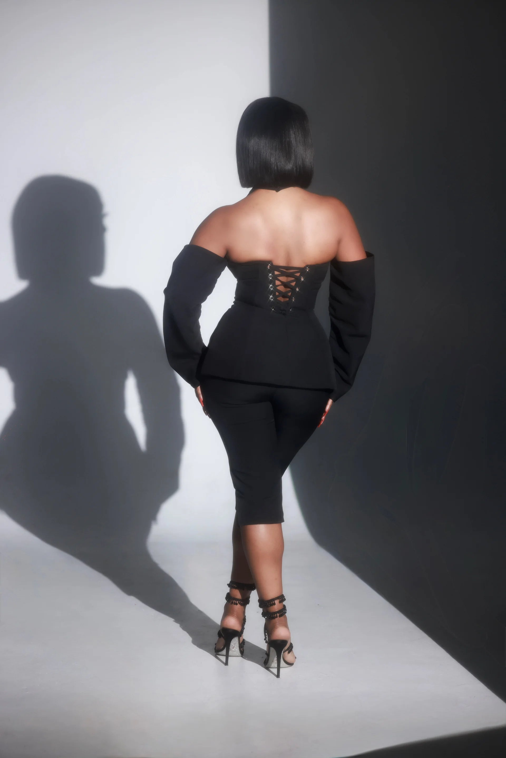 Blair Black Sleeved Capri Set Clothing Ellaé Lisqué