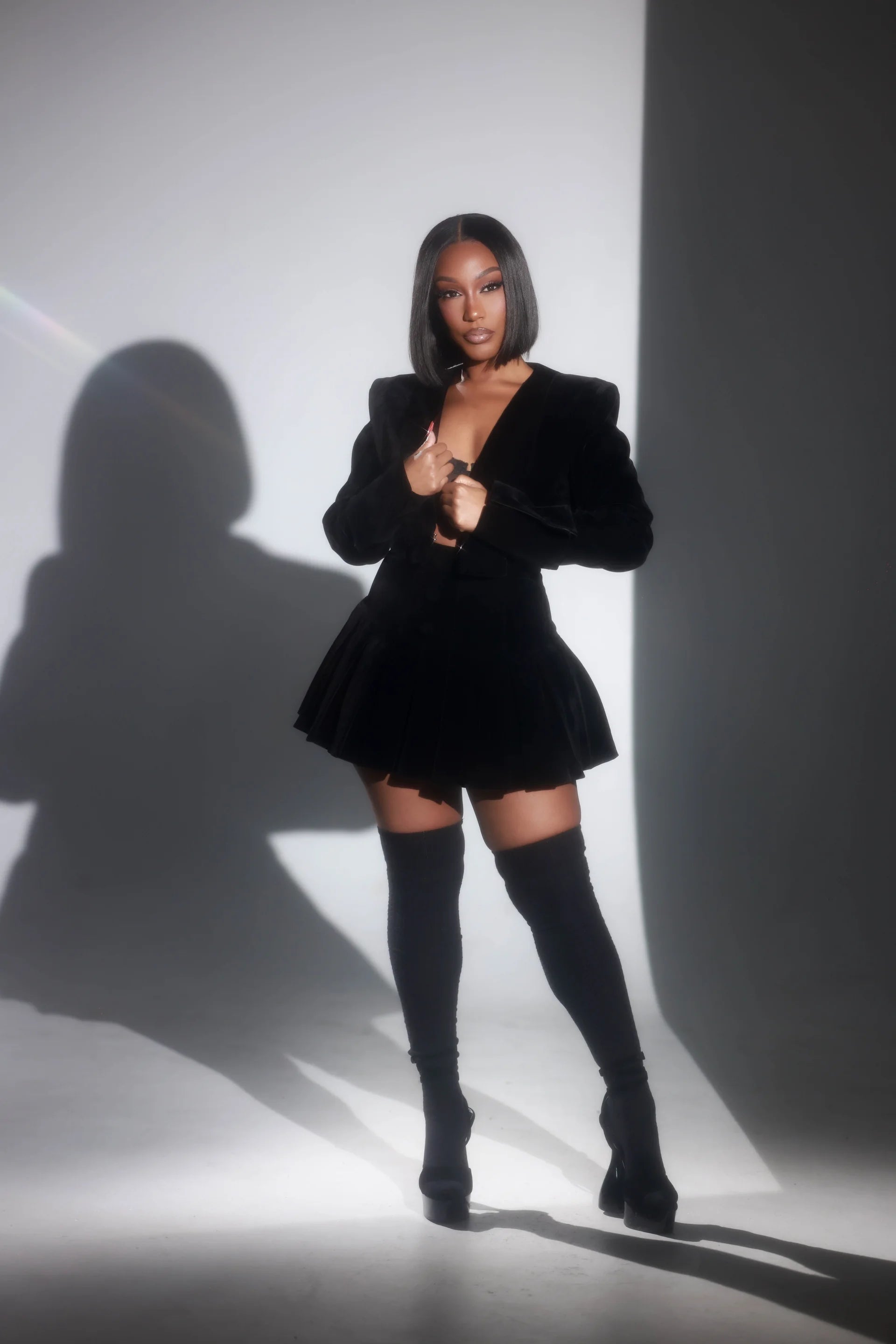 Madison Black Velvet Pleated Skirt Set Clothing Ellaé Lisqué