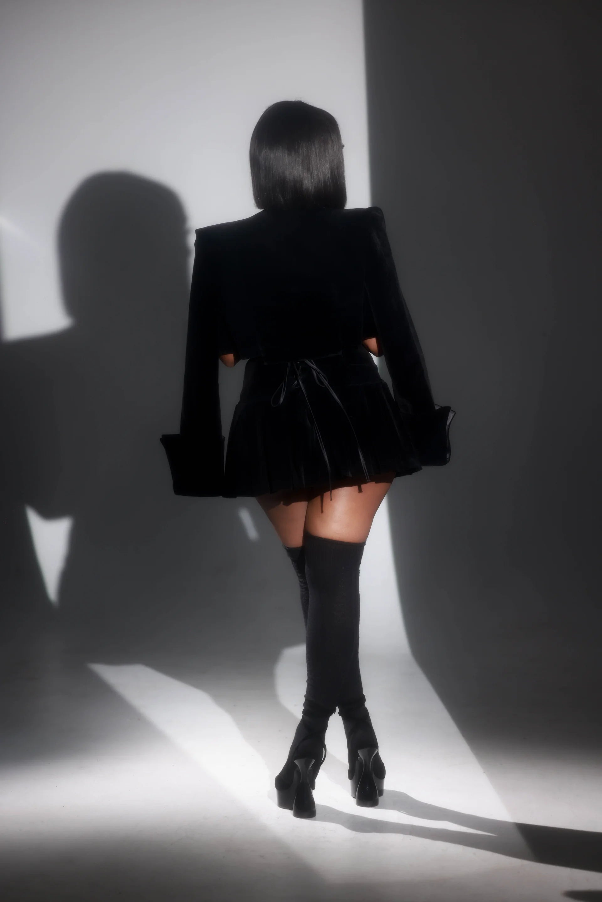 Madison Black Velvet Pleated Skirt Set Clothing Ellaé Lisqué