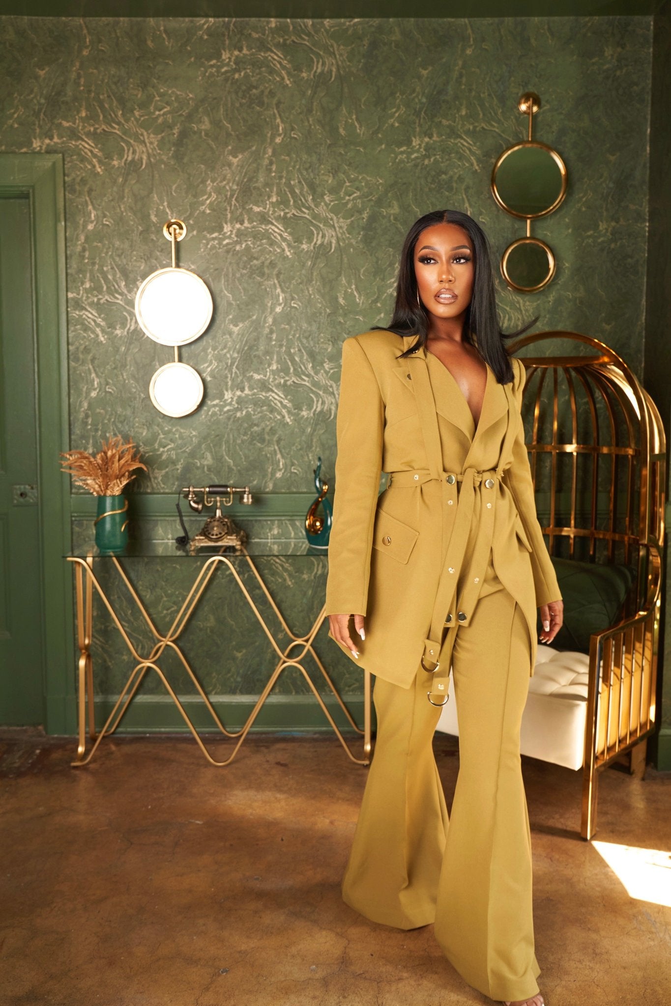 Buckle Up Olive Suit Clothing EllaeLisque