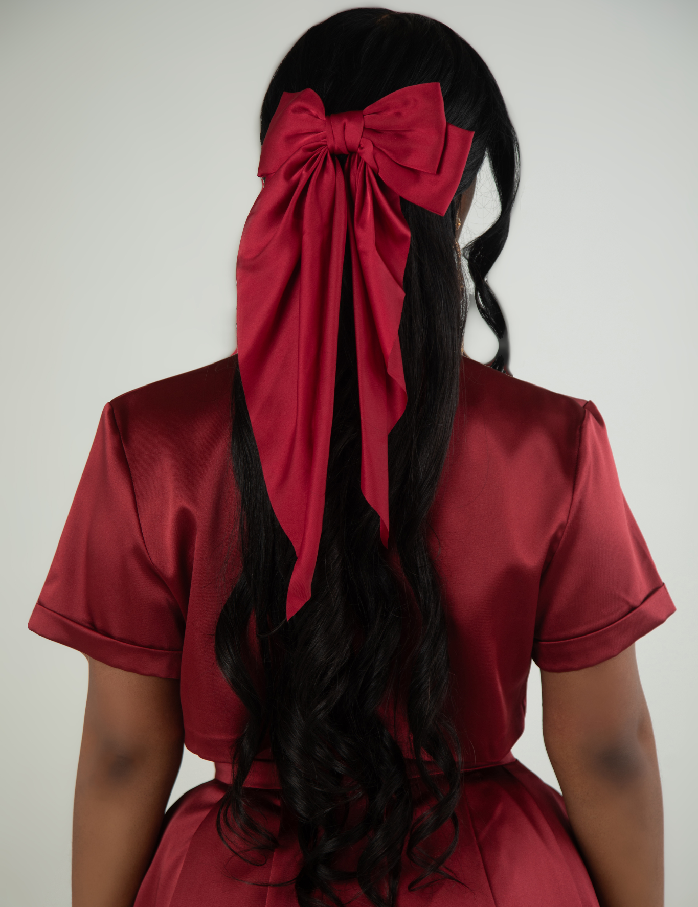 Burgundy Silky Satin Hairbow Apparel & Accessories Ellaé Lisqué