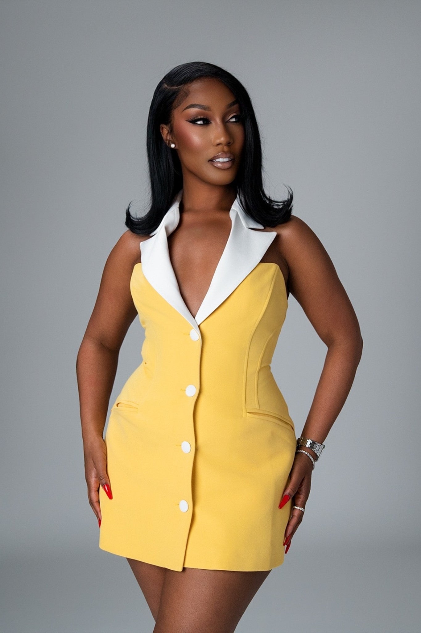 Elle Yellow Blazer Dress Clothing Ellaé Lisqué