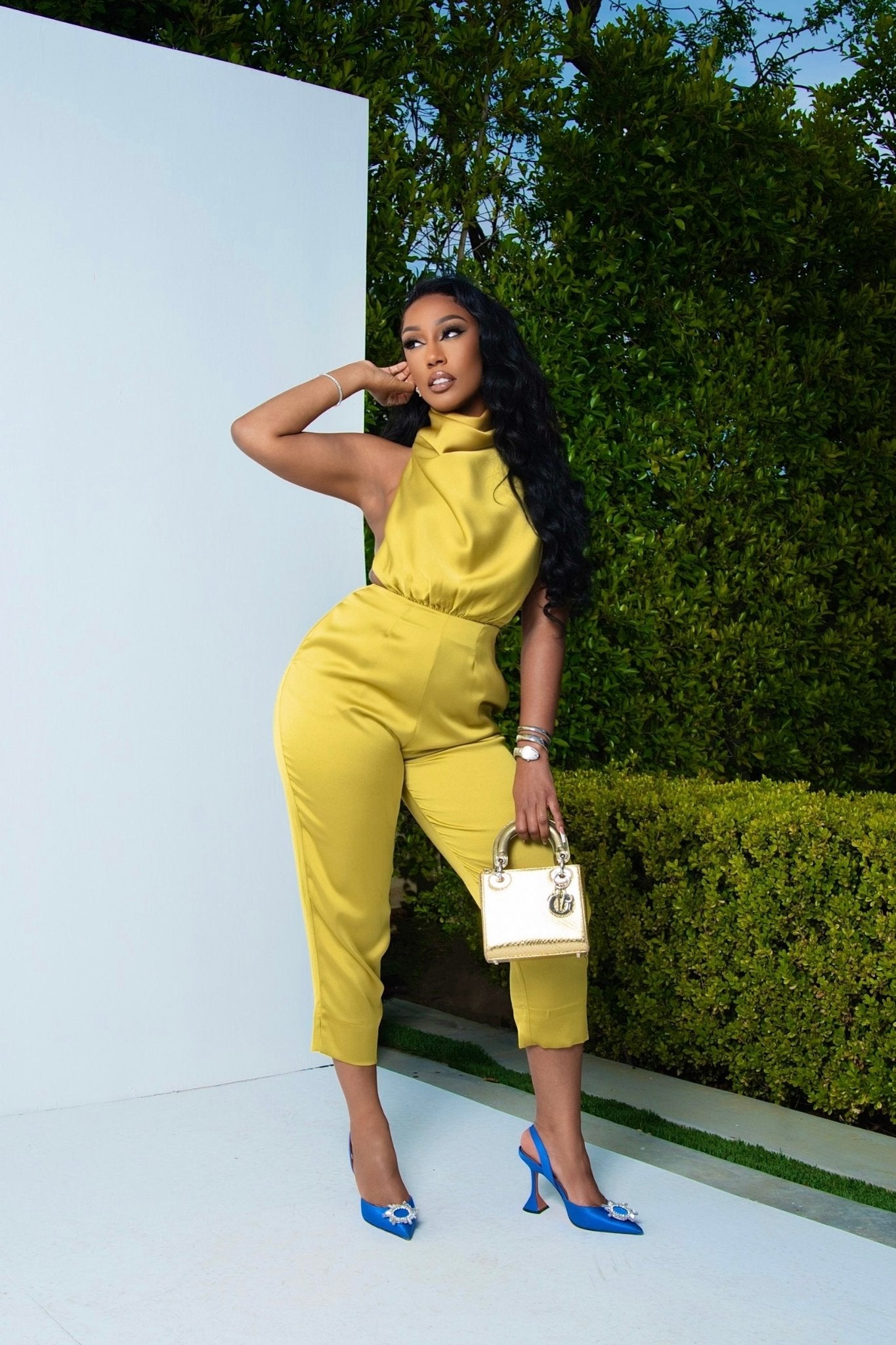 Amara Chartreuse Backless Jumpsuit Clothing Ellaé Lisqué