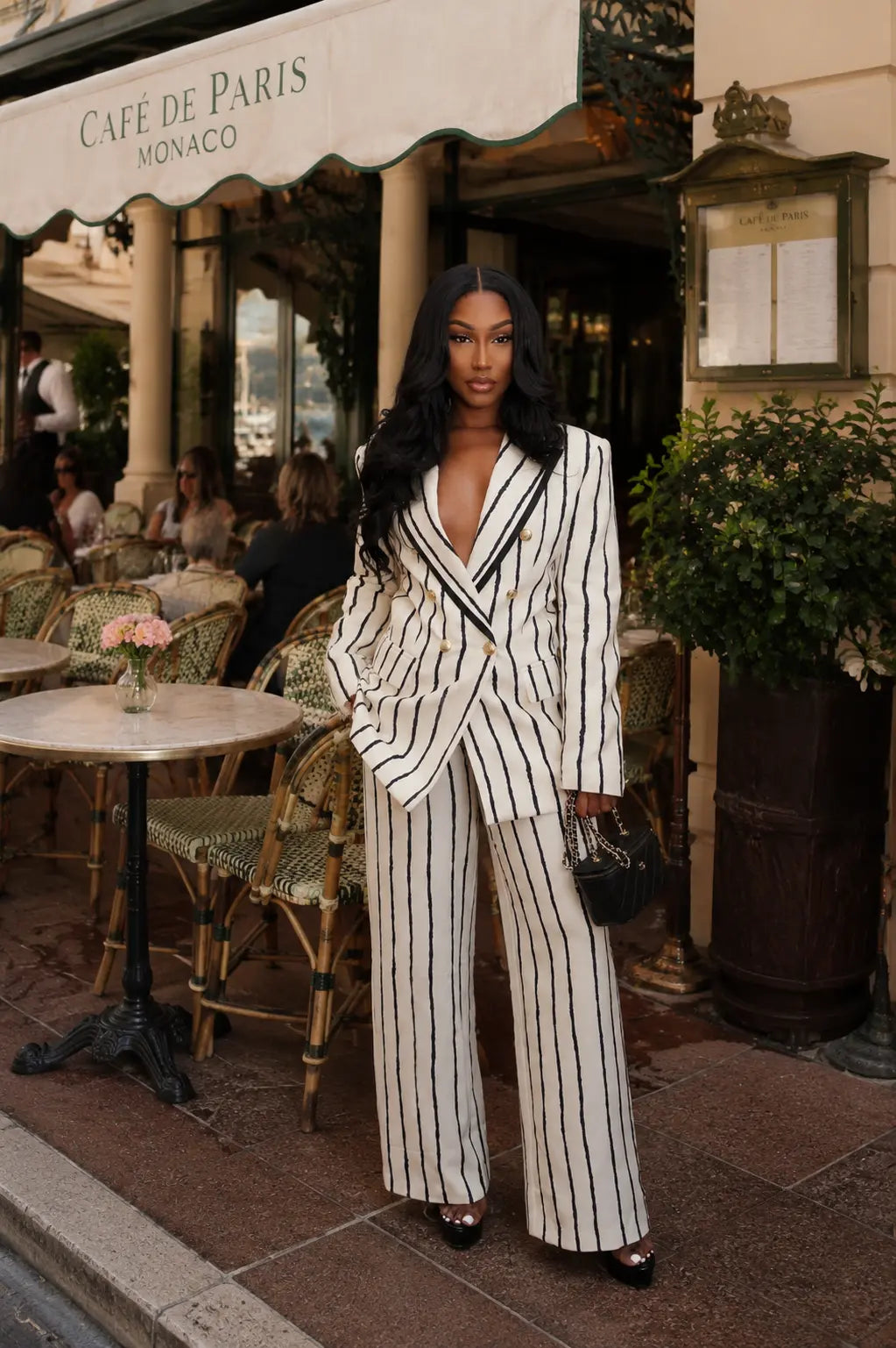 Lauren White Pinstripe Suit Set