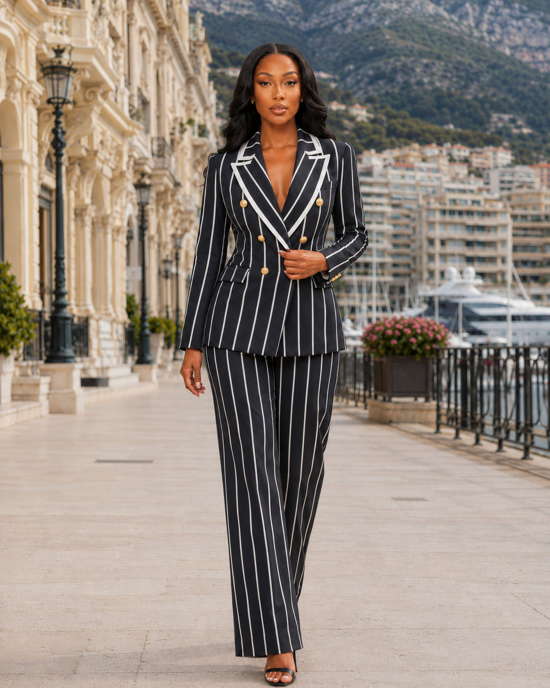 Lauren Black Pinstripe Suit Set