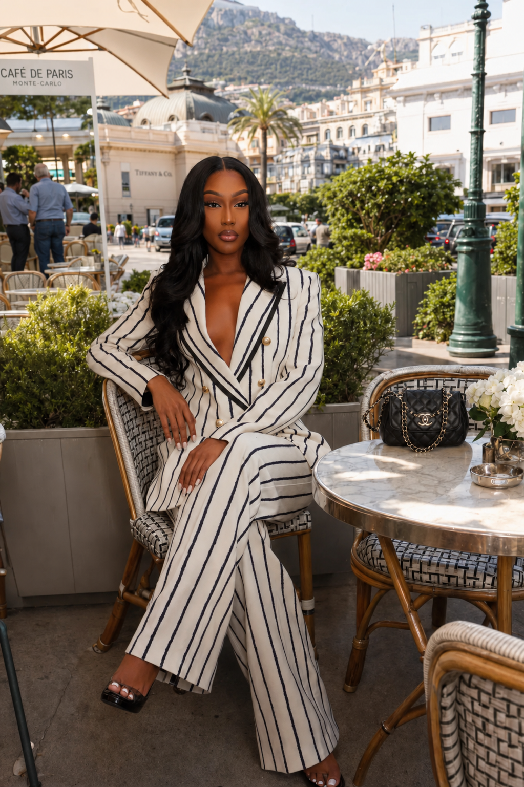 Lauren White Pinstripe Suit Set