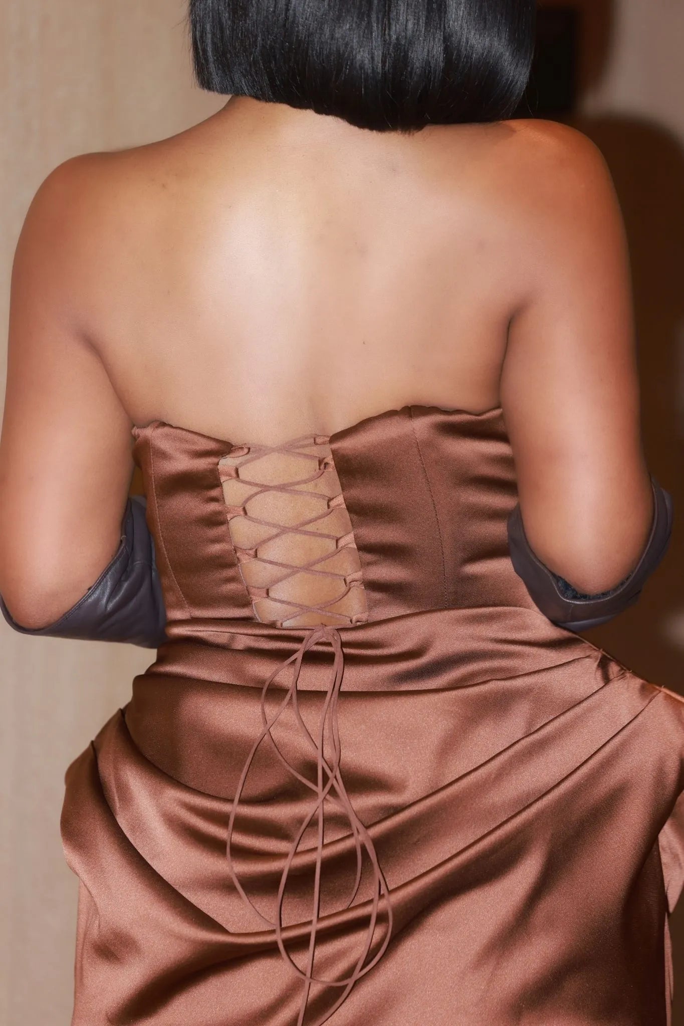 Reina Brown Puff Hem Dress Clothing Ellaé Lisqué