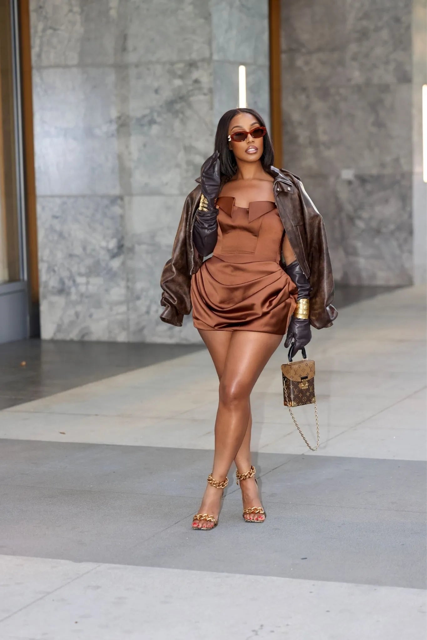 Reina Brown Puff Hem Dress Clothing Ellaé Lisqué