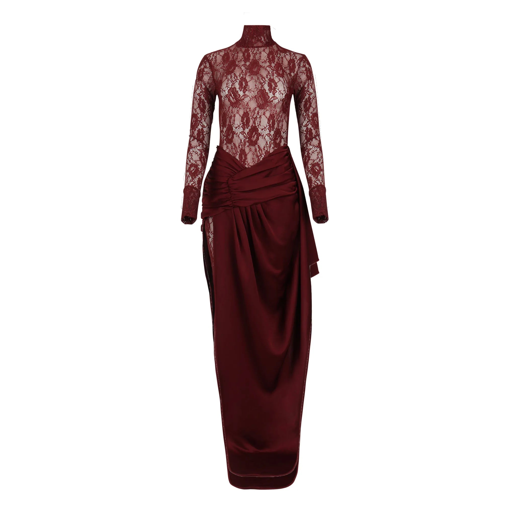 Fall in Love Wine Red Lace Catsuit for Curve and Plus Size Clothing Ellaé Lisqué