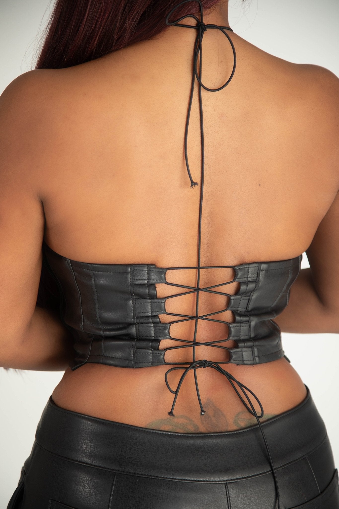 Celestine Black Faux Leather Top Clothing Ellaé Lisqué