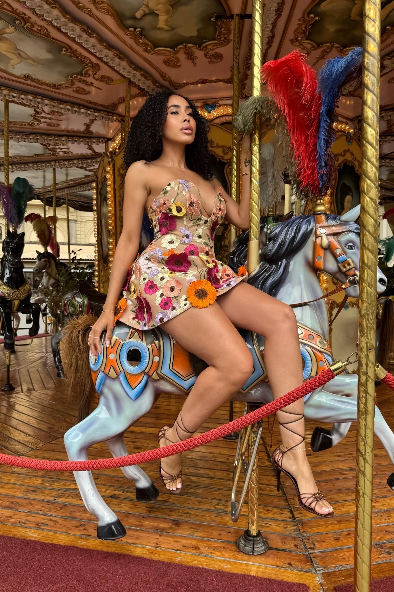 Azalea Nude Floral Corset Dress Clothing Ellaé Lisqué