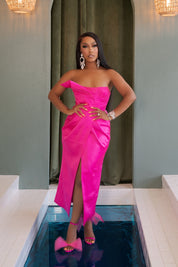 Occasion Ready Fuchsia Satin Strapless Dress Clothing Ellaé Lisqué