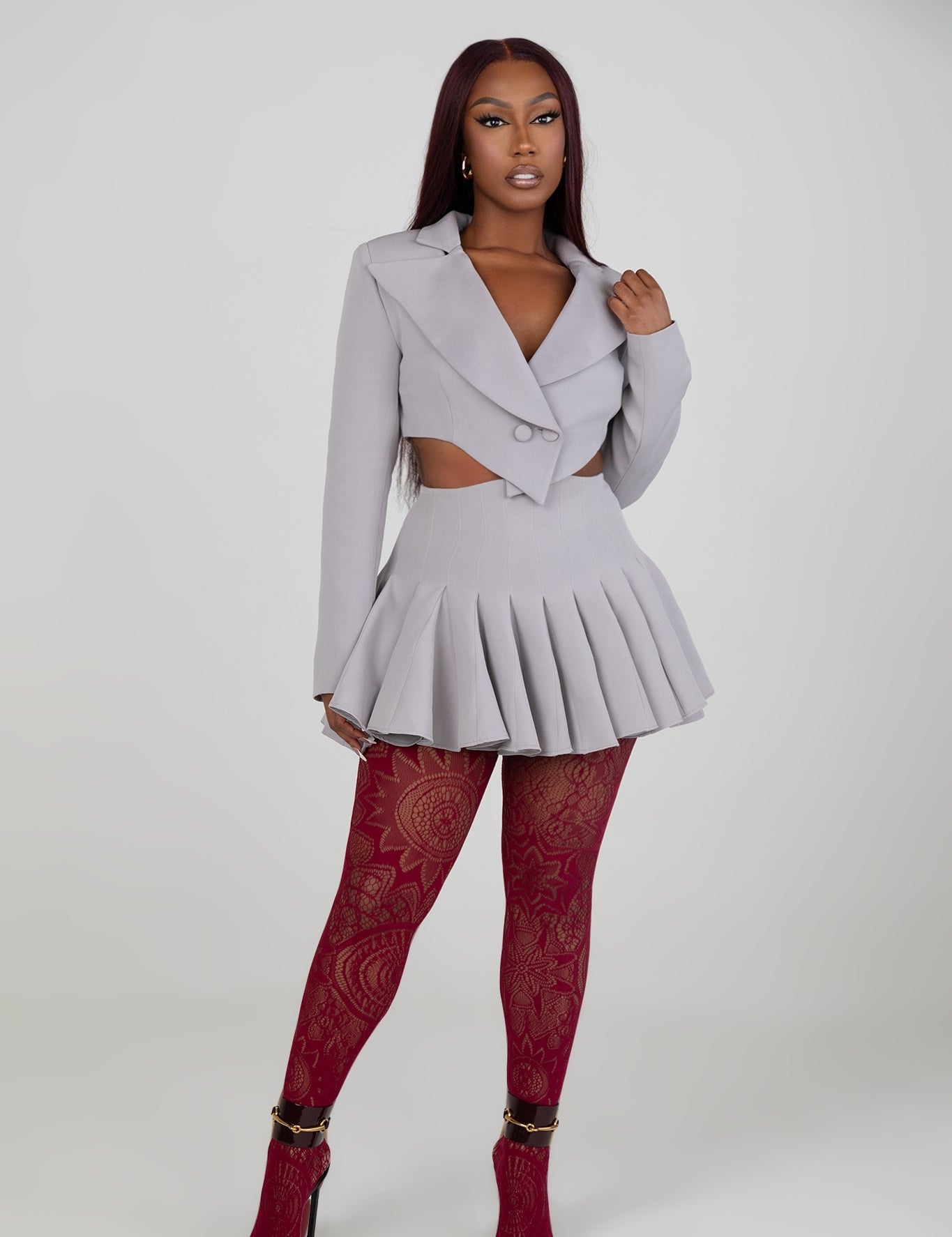 Serena Gray Pleated Skirt Clothing Ellaé Lisqué