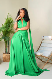Liana Green Satin Backless Jumpsuit Clothing Ellaé Lisqué