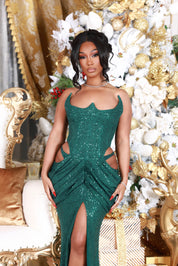 Olivia Green Sequin Cutout Gown Clothing Ellaé Lisqué