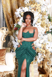 Olivia Green Sequin Cutout Gown Clothing Ellaé Lisqué