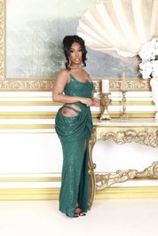 Olivia Green Sequin Cutout Gown Clothing Ellaé Lisqué