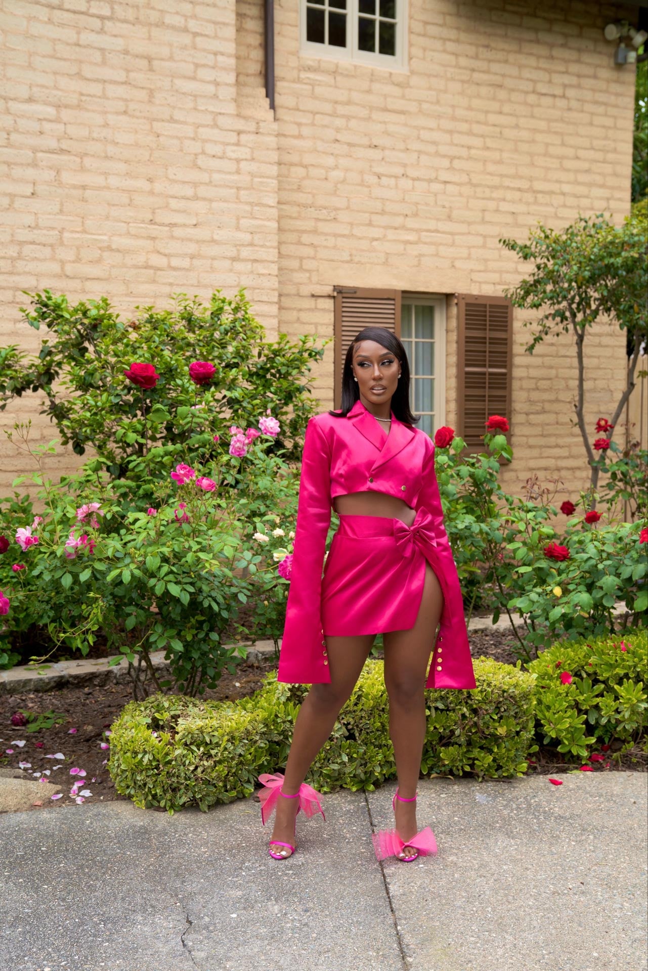 In Her Mood Pink Satin Two Piece Set Clothing Ellaé Lisqué M