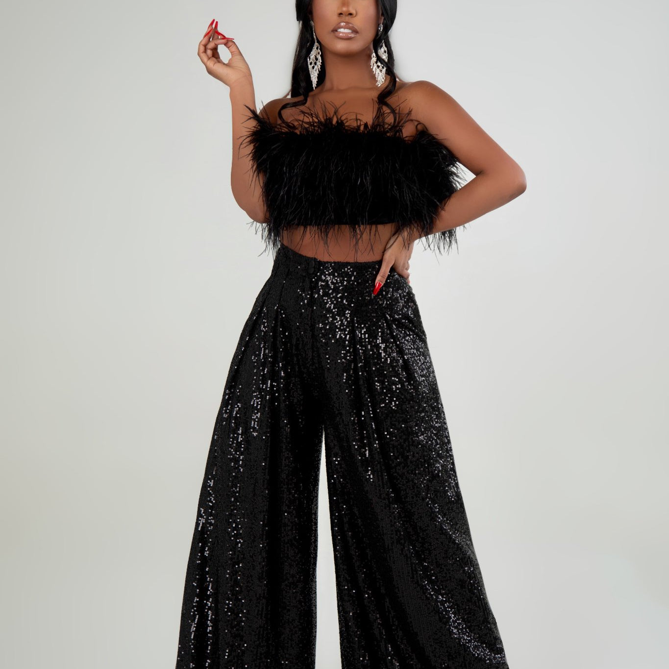 Luna Black Sequin Pants Clothing Ellaé Lisqué