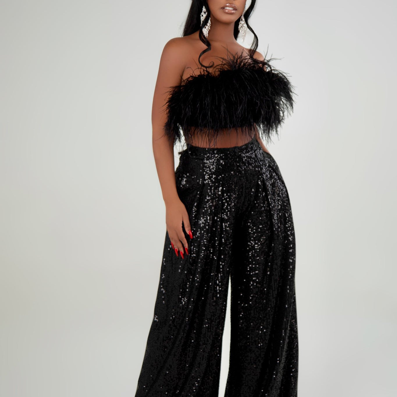Luna Black Sequin Pants Clothing Ellaé Lisqué