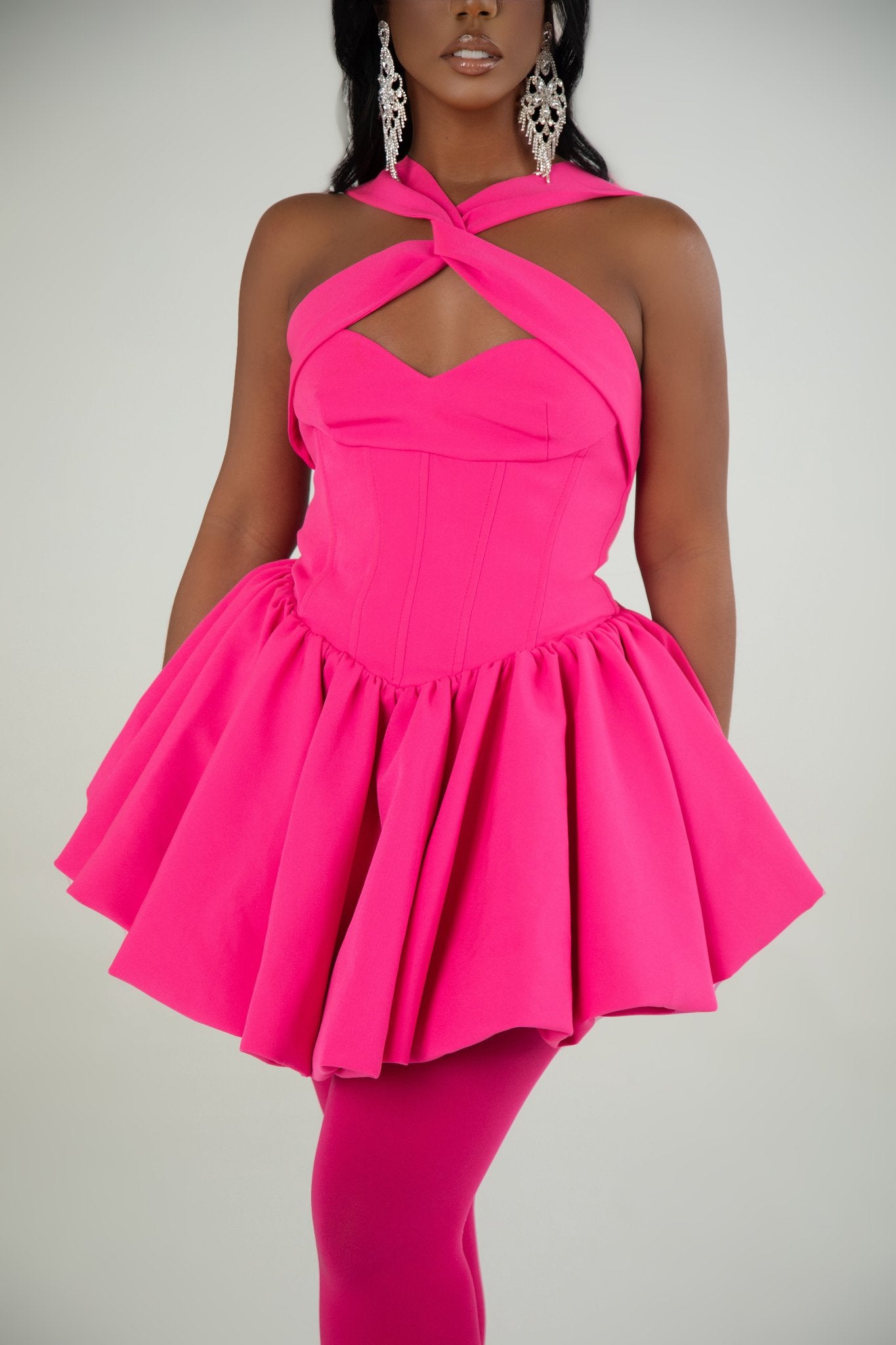 Serenade of Love Hot Pink Corset Mini Dress Clothing Ellaé Lisqué