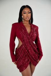 Bianca Burgundy Sequin Backless Dress Clothing Ellaé Lisqué