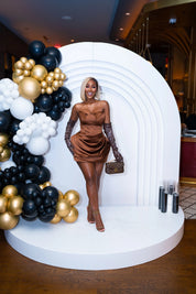 Reina Brown Puff Hem Dress Clothing Ellaé Lisqué