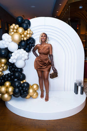 Reina Brown Puff Hem Dress Clothing Ellaé Lisqué