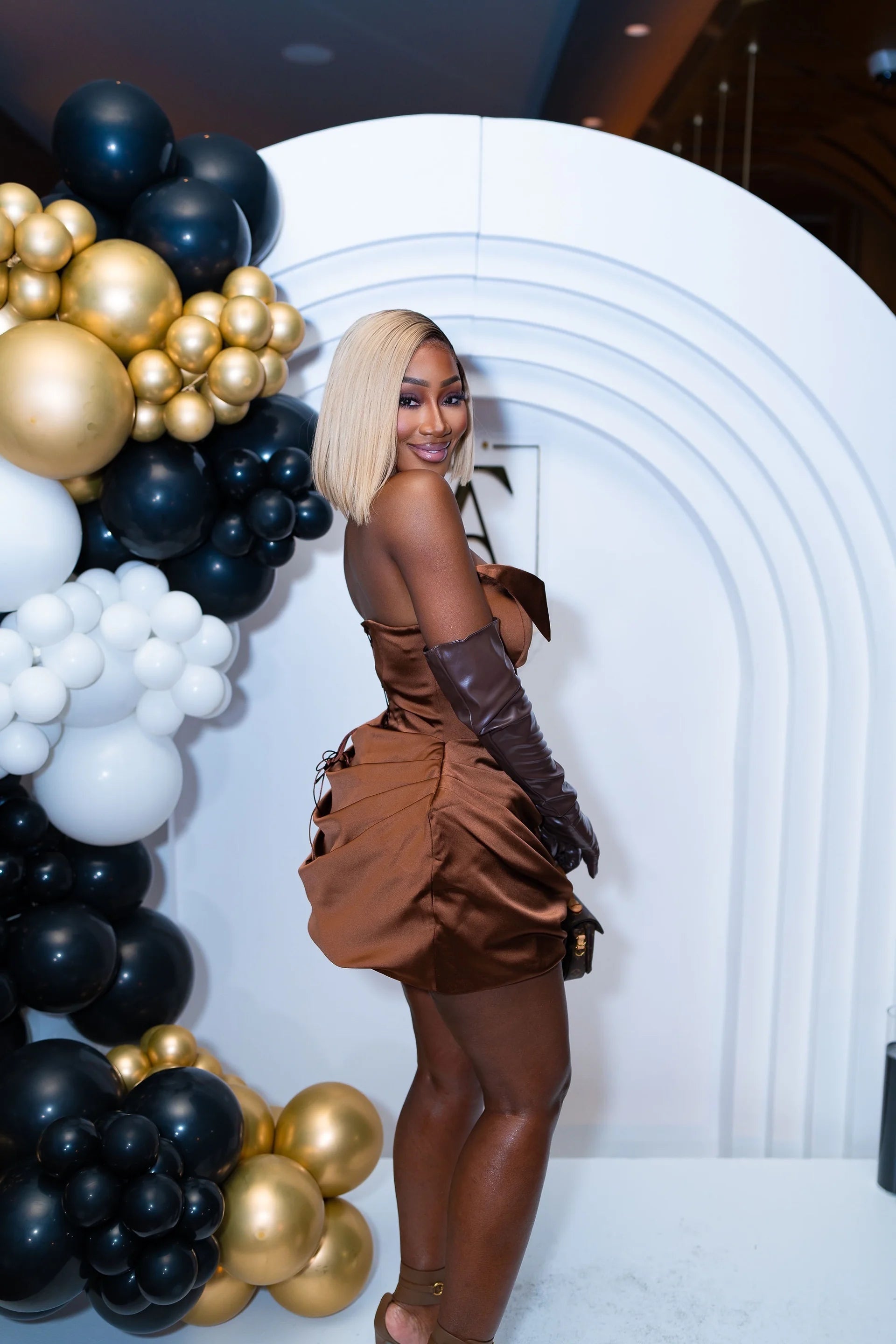 Reina Brown Puff Hem Dress Clothing Ellaé Lisqué