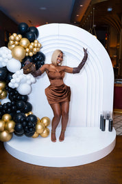 Reina Brown Puff Hem Dress Clothing Ellaé Lisqué