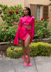 In Her Mood Pink Satin Two Piece Set Clothing Ellaé Lisqué