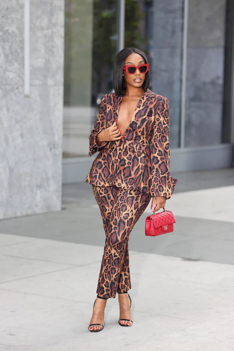 Dreya Leopard Print Trouser Pants Clothing Ellaé Lisqué