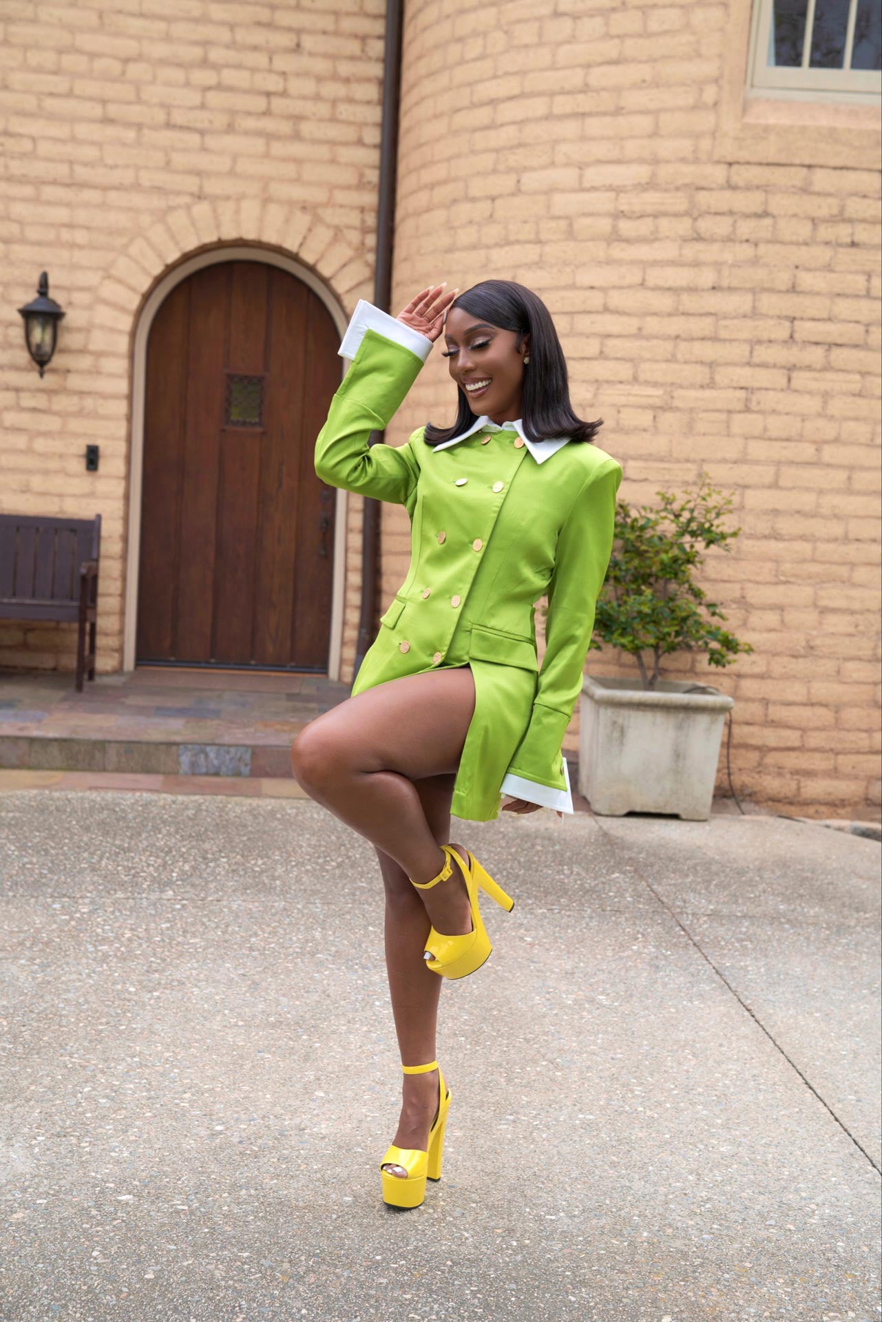 I Mean Business Green Backless Blazer Dress Clothing Ellaé Lisqué