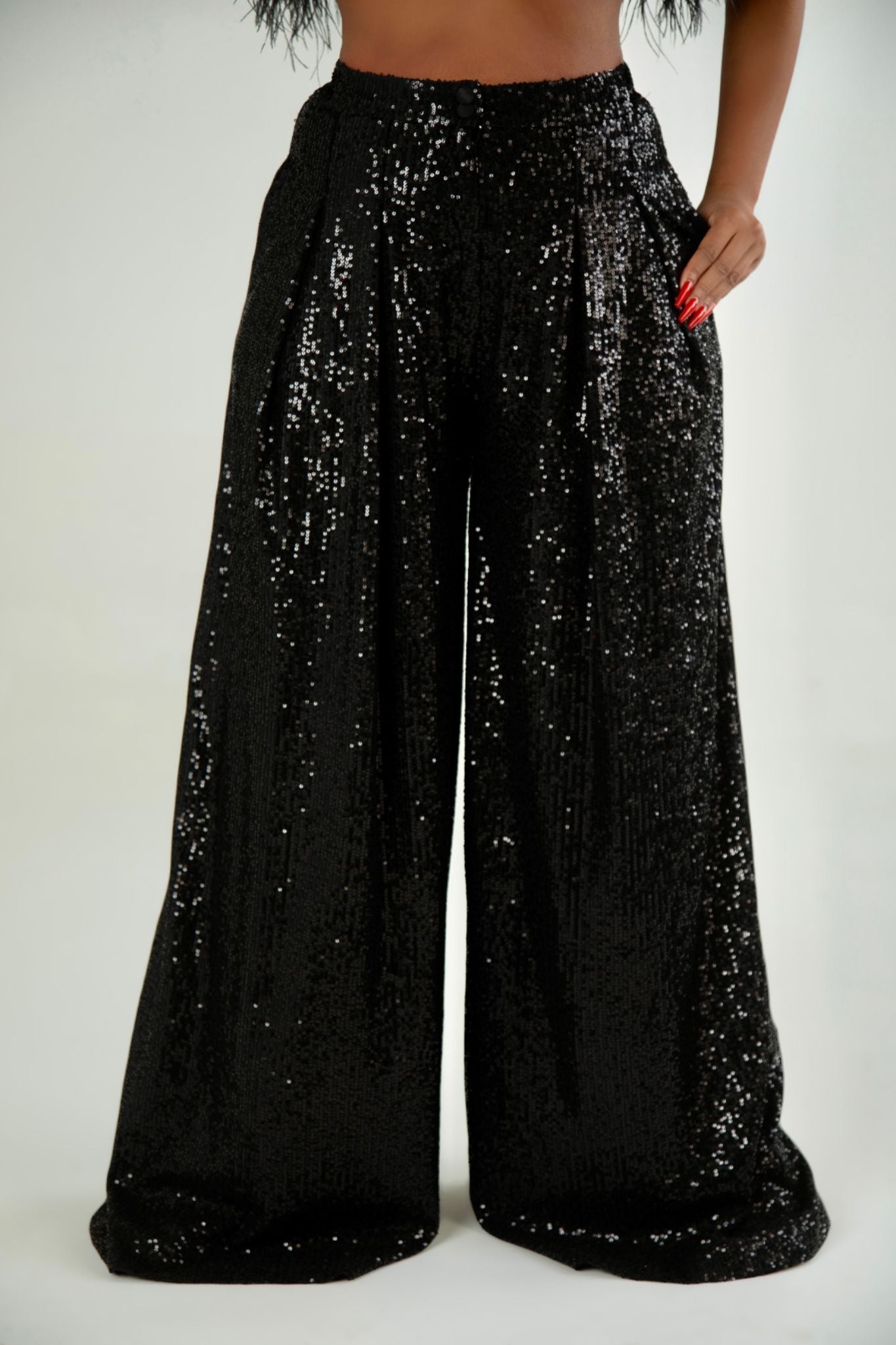 Luna Black Sequin Pants Clothing Ellaé Lisqué