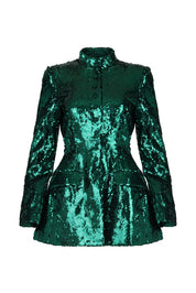 Ms Perfect Babydoll Dress - Sequin Green