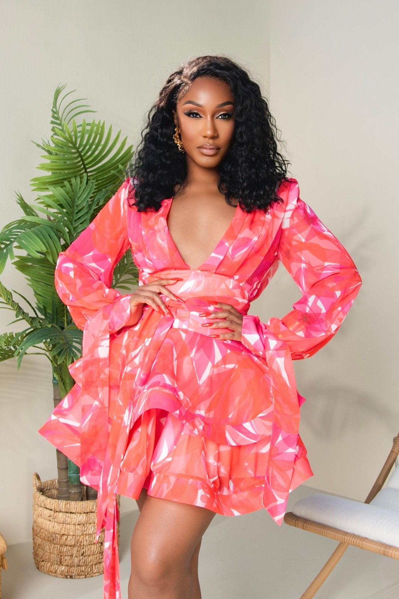 Thalia Multicolor Chiffon Wrap Dress Clothing Ellaé Lisqué