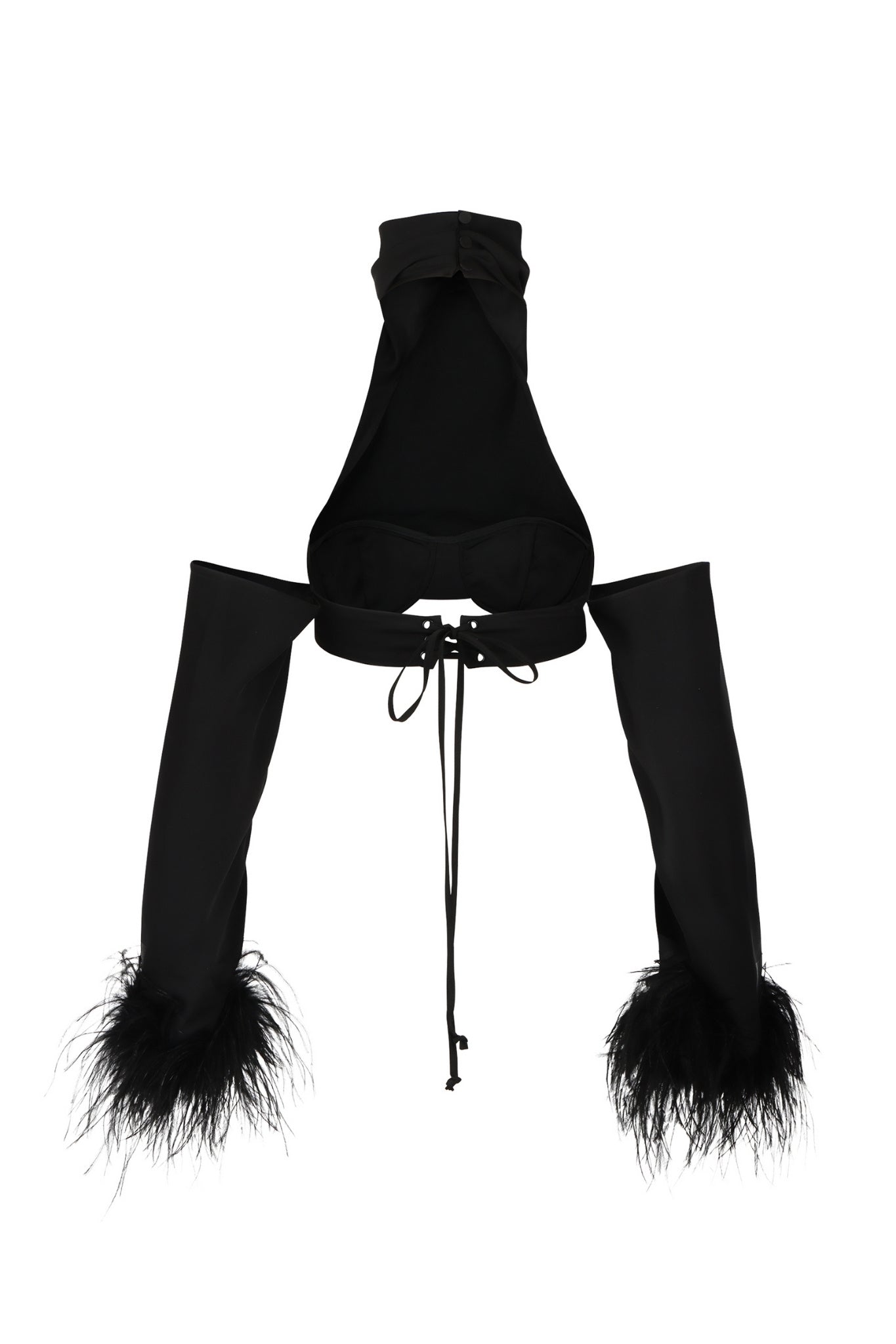 On the Prowl Black Feather Crop Top Clothing Ellaé Lisqué