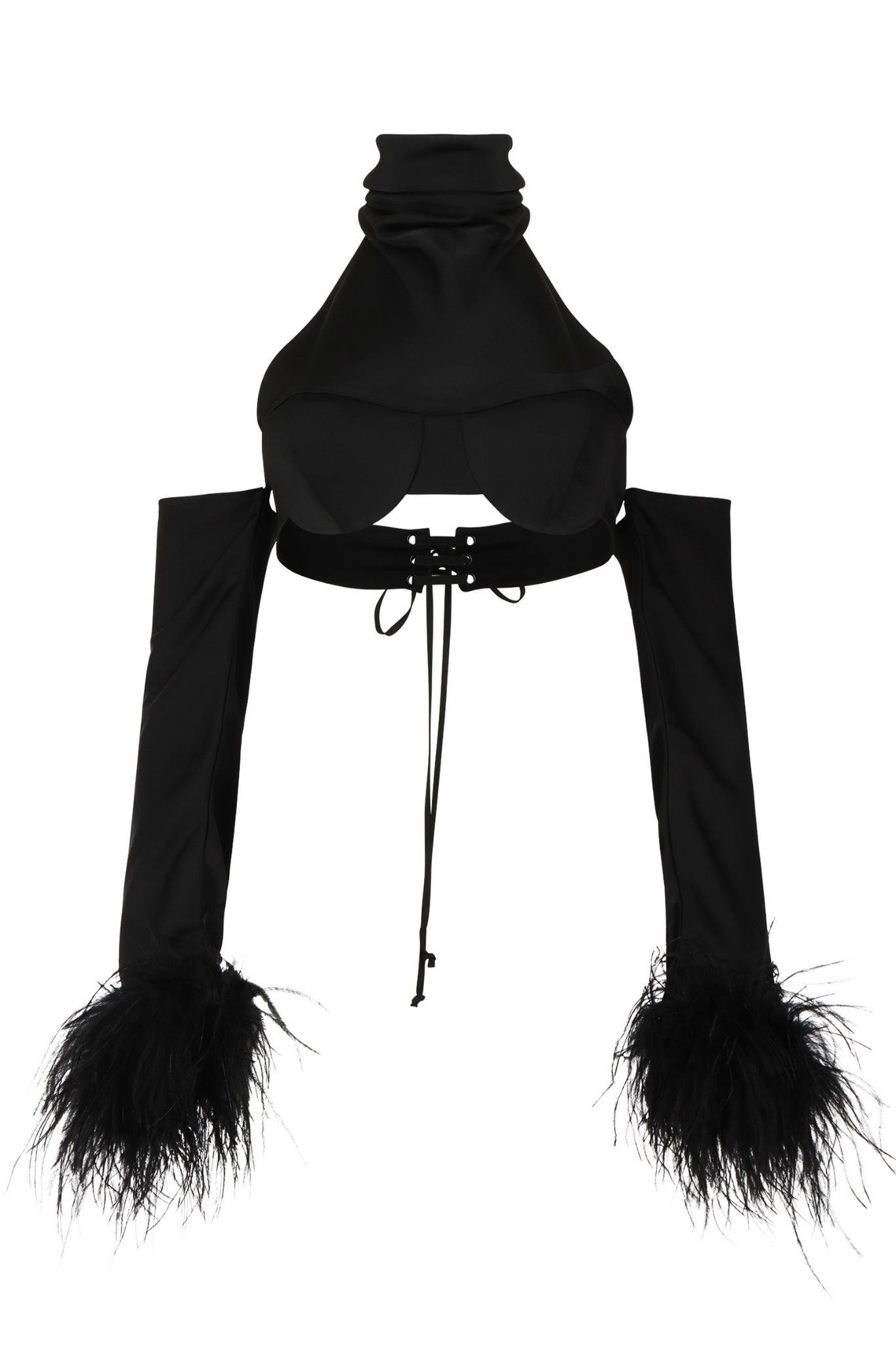 On the Prowl Black Feather Crop Top Clothing Ellaé Lisqué