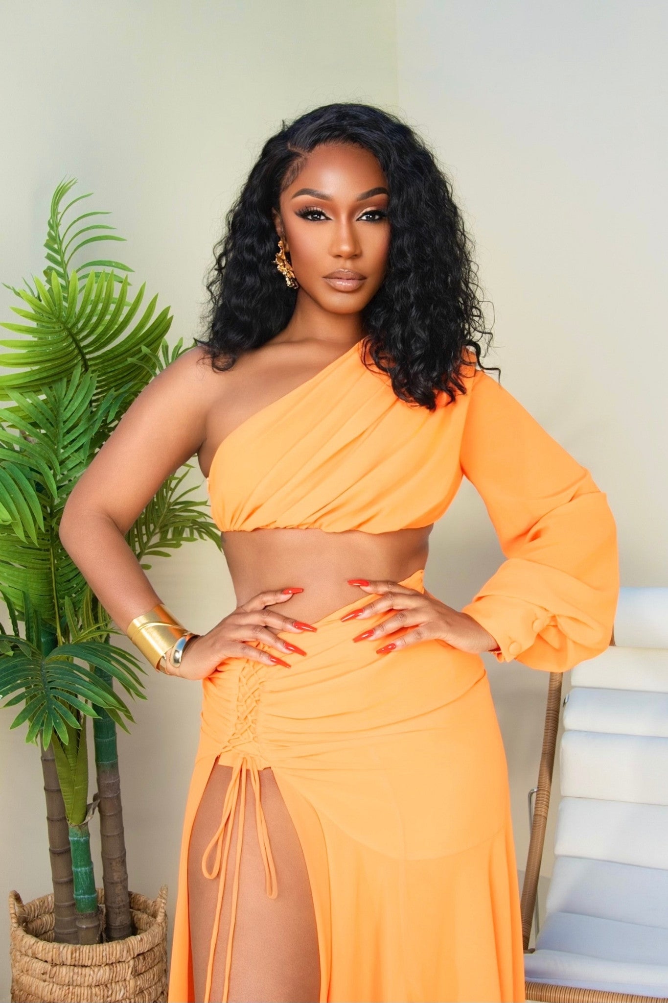 Sienna Orange Two-Piece Skirt Set Clothing Ellaé Lisqué