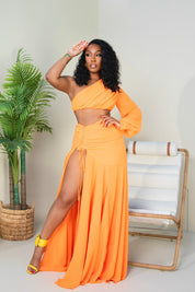 Sienna Orange Two-Piece Skirt Set Clothing Ellaé Lisqué