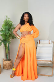 Sienna Orange Two-Piece Skirt Set Clothing Ellaé Lisqué