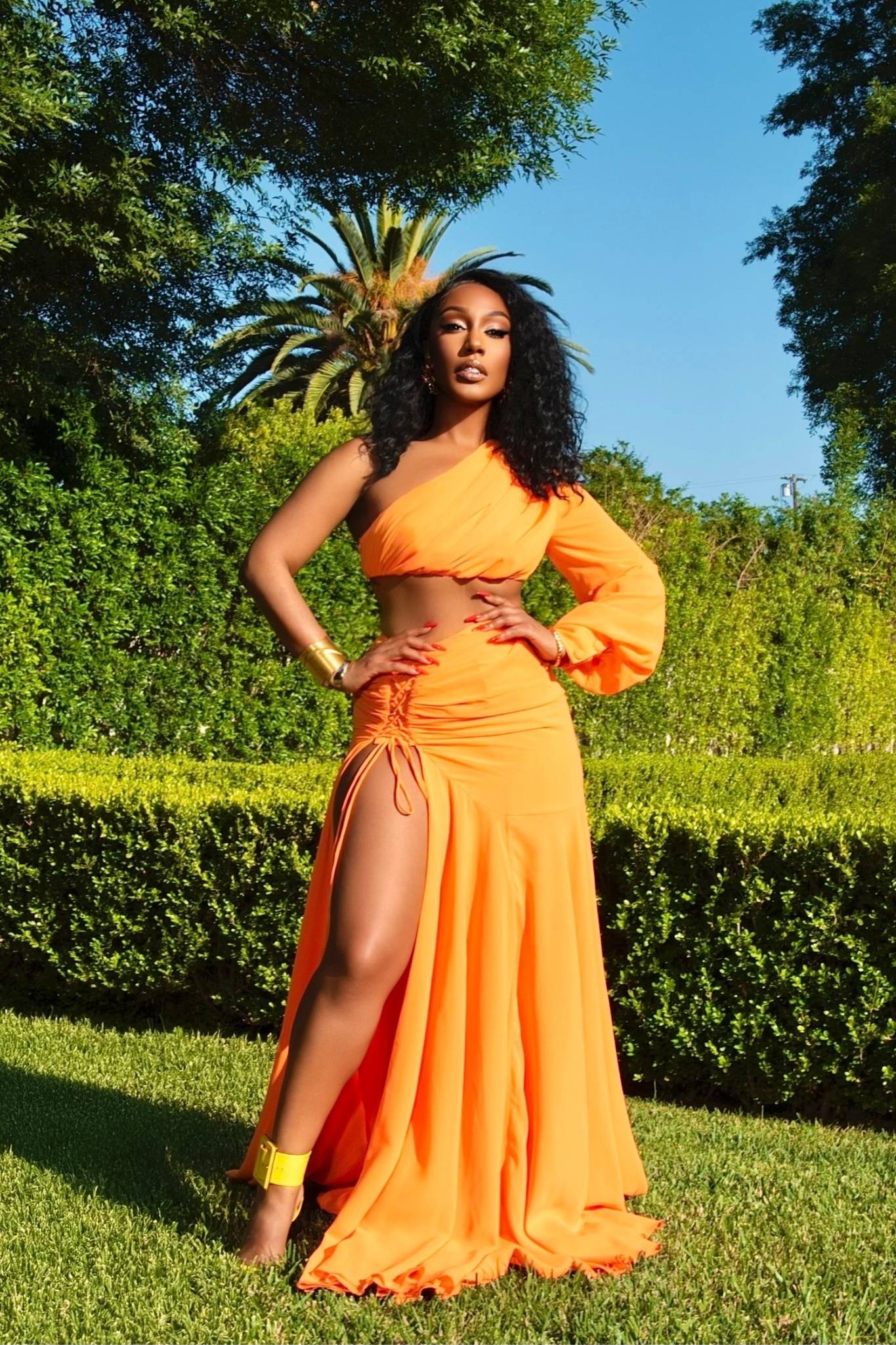 Sienna Orange Two-Piece Skirt Set Clothing Ellaé Lisqué