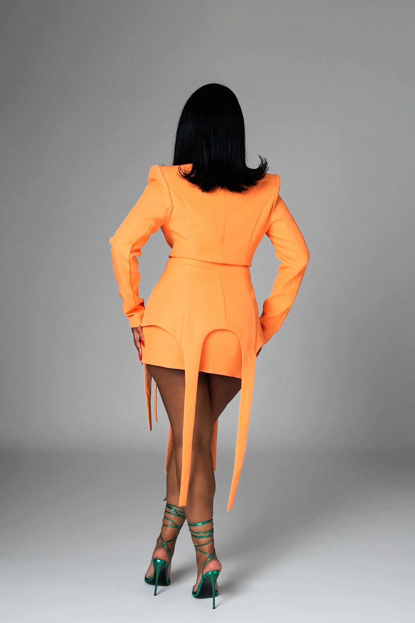 Cleo Orange Blazer Skirt Clothing Ellaé Lisqué