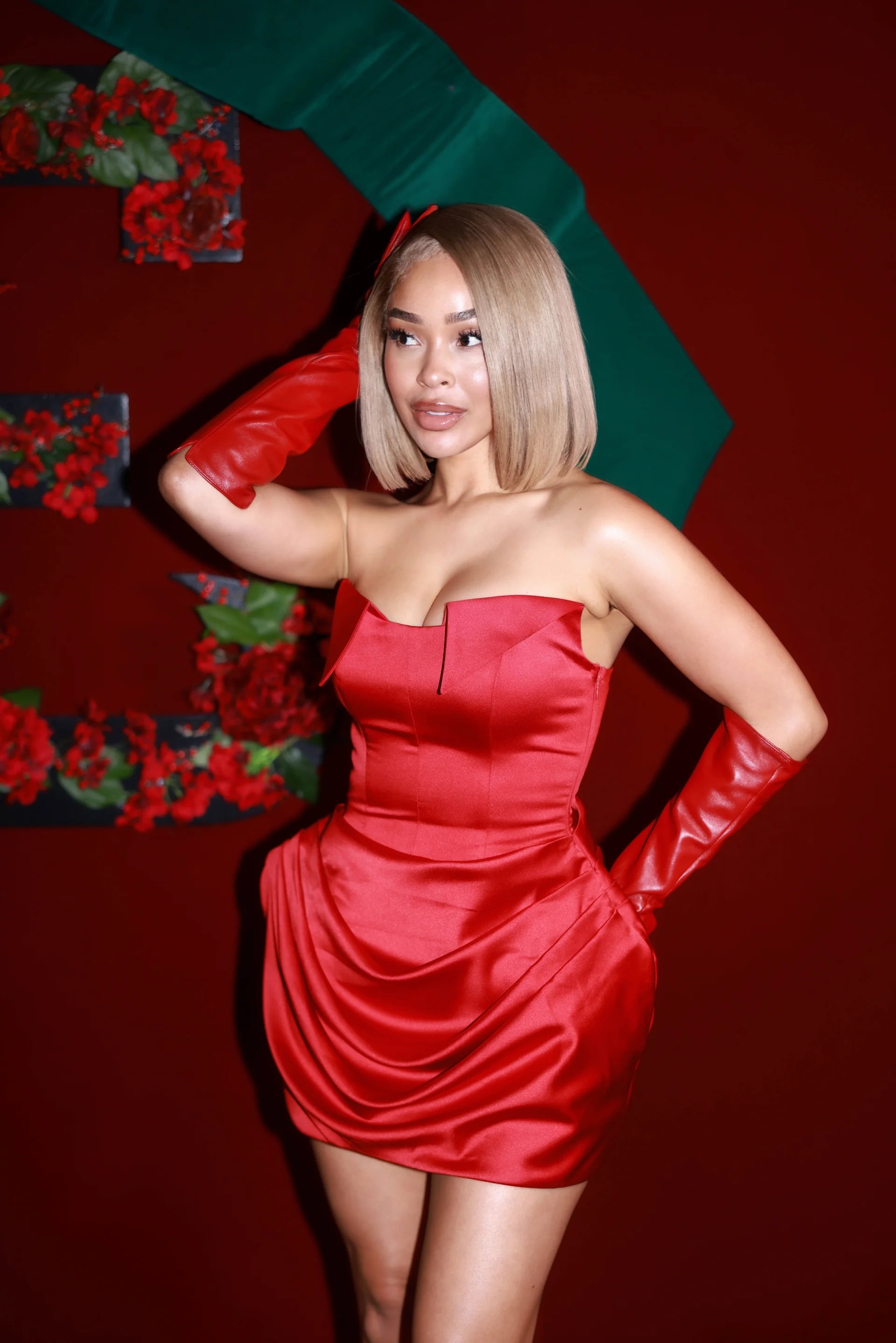 Reina Red Puff Hem Dress Clothing Ellaé Lisqué