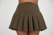 Serena Olive Pleated Skirt Clothing Ellaé Lisqué
