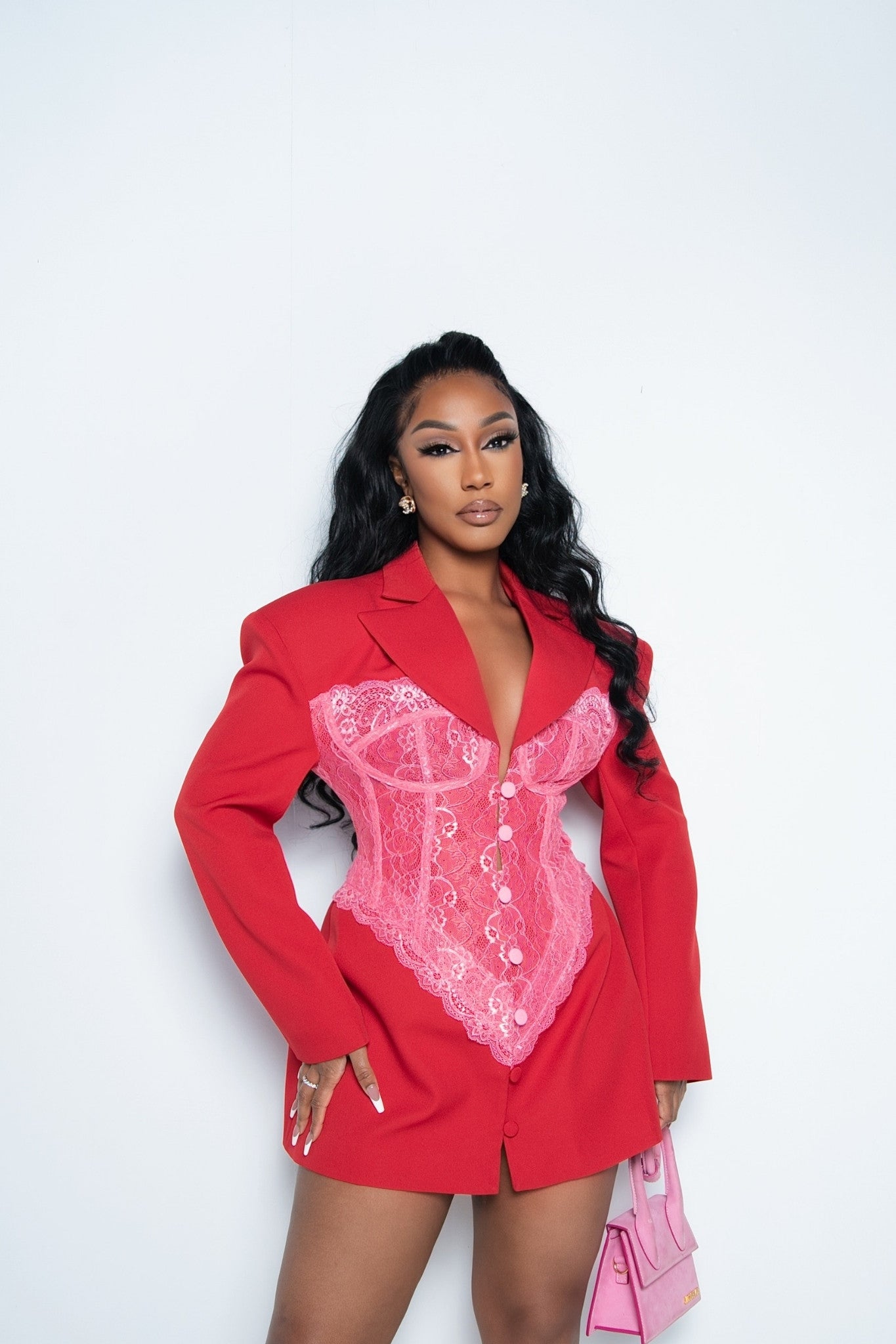 Jordyn Red Lace Corset Blazer Dress Clothing Ellaé Lisqué