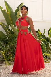 Summer Stunner Red Chiffon Maxi Dress Dresses Ellaé Lisqué